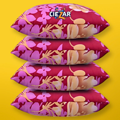 CIEZAR Polyester Fibre Sleeping Pillow Pack of 4 Floral Luxury(Pink)