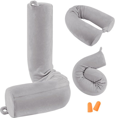 Cloudbliss Foam Lumbar Pillow Pack of 1 Solid Twist Memory Foam Travel Pillow for Neck, Chin, Lumbar and Leg Support(Grey)