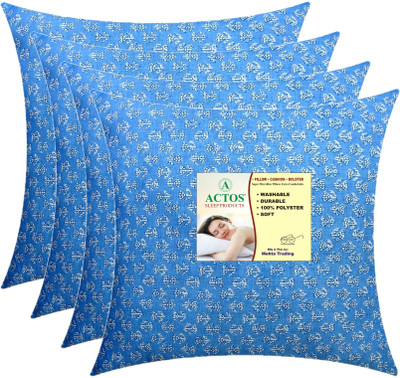 ACTOS Microfibre Floral Cushion Pack of 4(Light Blue)