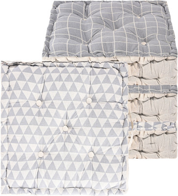 KUBER INDUSTRIES Microfibre Abstract Chair Pad Pack of 4(Grey, Grey)