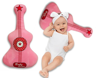 Millionminds Cotton Baby Pillow Pack of 1 Solid Baby Soft Guitar Pillow – Plush Toy & Decorative Cushion, Gift for Babies(Pink)