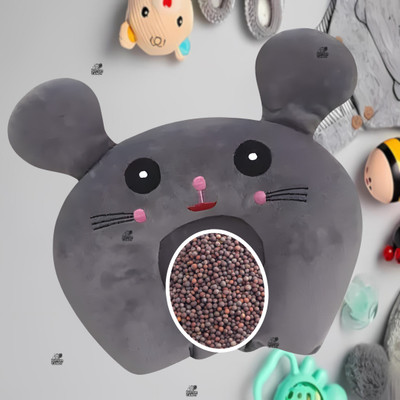 Kotton Candy Mustard Seeds Baby Pillow Pack of 1 Toons & Characters Rai Pillow Velvet, Baby Head Shaping Takiya Soft Pillow Infant(Grey)