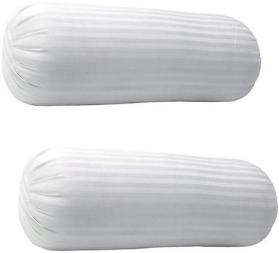 GTX Home Furnishing Microfibre Stripes Bolster Pack of 2(White)