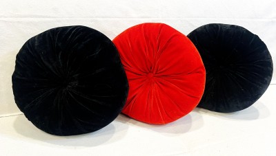 URBAN SHADOW Polyester Fibre Floral Floor Cushion Pack of 3(Red, Black)