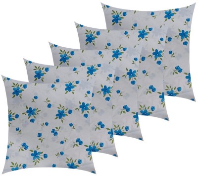 SANJU BROTHER Microfibre Floral Cushion Pack of 5(Blue)