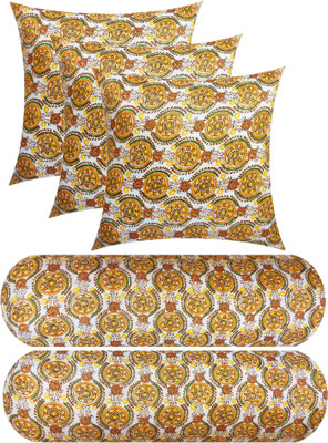 Swikon star Combo Set 3 Cushion And 2 Bolster Microfibre Floral Sleeping Pillow Pack of 5(Yellow, Multicolor)