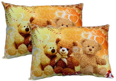 kitchDeco Microfibre Baby Pillow Pack of 2 Toons & Characters(Teddy)