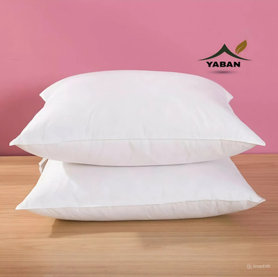 YABAN LUXURY Microfibre Abstract, Solid Sleeping Pillow Pack of 2(White)