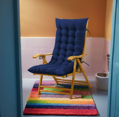 SOFT SNOOZE Microfibre Chair Pad Pack of 1 Solid Soft(Blue)