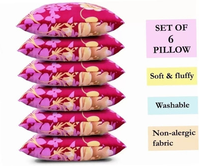 ERANC LUXURY Microfibre Abstract Sleeping Pillow Pack of 6(Pink)
