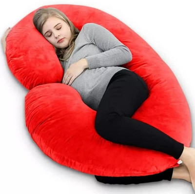 ANVANSA ultra soft c shaped pregnancy pillow Microfibre, Polyester Fibre Solid Pregnancy Pillow Pack of 1(Red)
