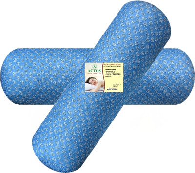 ACTOS Microfibre Bolster Pack of 2 Floral(Light Blue)