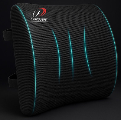 UNIQUEFIT Short Back Rest Pillow Lumbar Memory Foam Nature Orthopaedic Pillow Pack of 1(Black, Grey)