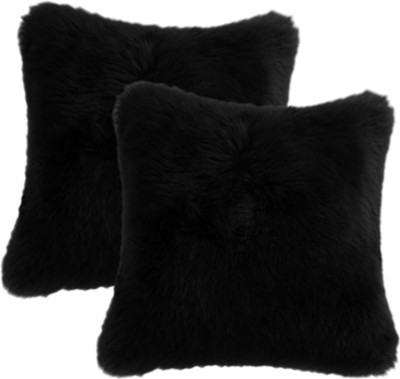PICKKART Microfibre Solid Cushion Pack of 1(Black)