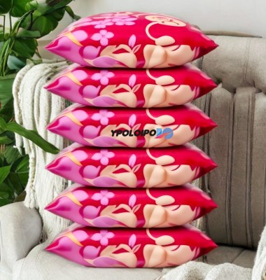 YPOLOIPO LUXURY Microfibre Floral Sleeping Pillow Pack of 6(Pink)