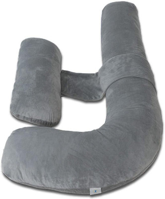 Mom's Moon Luxury H Shape Grey Grey Microfibre Solid Pregnancy Pillow Pack of 1(Royal Blue)