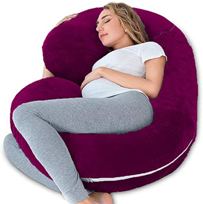 WINX Premium Series Polyester Fibre Solid Pregnancy Pillow Pack of 1(Wine)