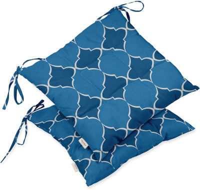Vargottam Polyester Fibre Geometric Chair Pad Pack of 2(Blue)