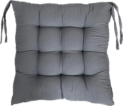 El Sandalo Microfibre Chair Pad Pack of 1 Solid(Grey)