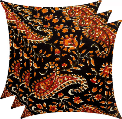 Swikon star Microfibre Cushion Pack of 3 Floral(Blue, Multicolor8)