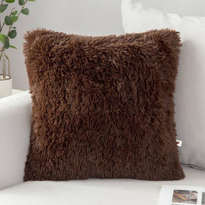 Cozyert Microfibre Solid Cushion Pack of 1(Brown)