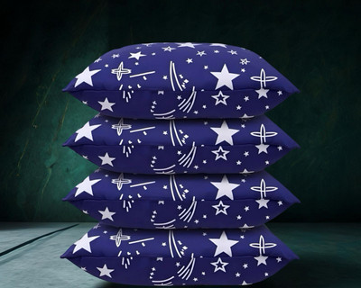 Regnar Luxury Polyester Fibre Abstract Sleeping Pillow Pack of 4(Blue)