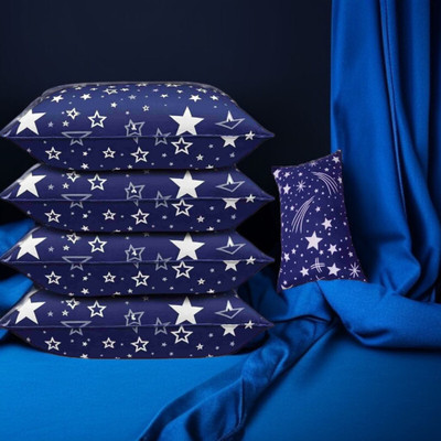 fulffystyl Microfibre Sleeping Pillow Pack of 5 Solid luxury(Blue)