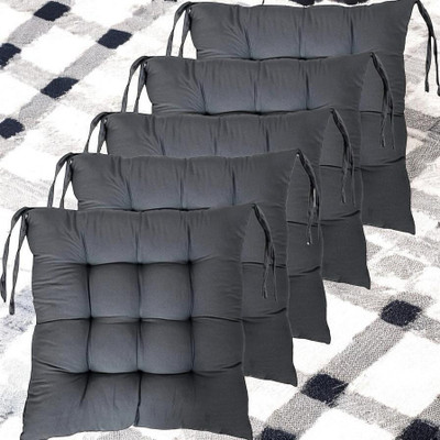SOFT SNOOZE Soft Luxury Microfibre Solid Chair Pad Pack of 5(Grey)
