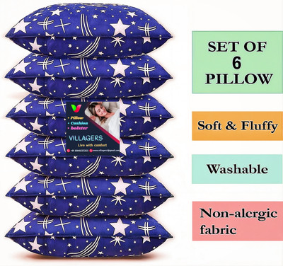 Tecsun SOFT Microfibre Abstract Sleeping Pillow Pack of 6(Blue)