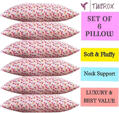 TWIROX LUXURY Polyester Fibre Abstract Sleeping Pillow Pack of 6(PRINT)