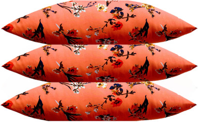 ACTOS Microfibre Floral Sleeping Pillow Pack of 3(Orange)