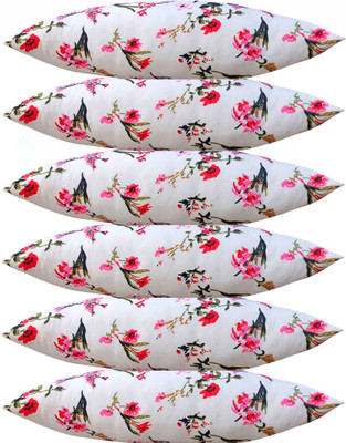 ACTOS Microfibre Floral Sleeping Pillow Pack of 6(White)