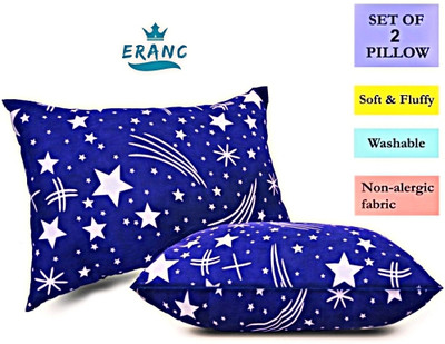 ERANC Cotton Solid Sleeping Pillow Pack of 2(BLUE 15)