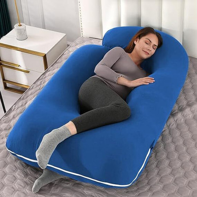 Crafty Fox Microfibre, Polyester Fibre Solid Pregnancy Pillow Pack of 1(Royal Blue)