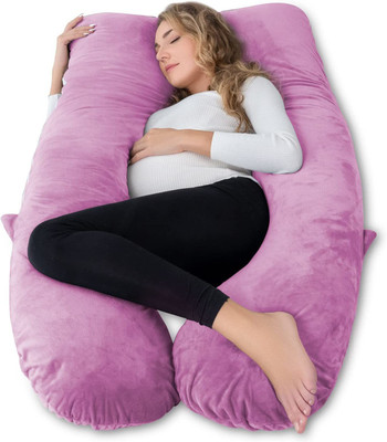 JAGA HOME DECOR Cotton Pregnancy Pillow Pack of 1 Solid U Shape(Purple Pink)