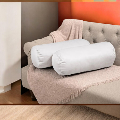 Urmila Creation Polyester Fibre Solid Bolster Pack of 2(White)