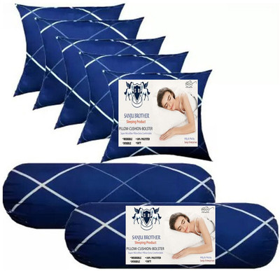 SANJU BROTHER 2 Bolester 5 Cushion Microfibre Solid Bolster Pack of 7(Printed)