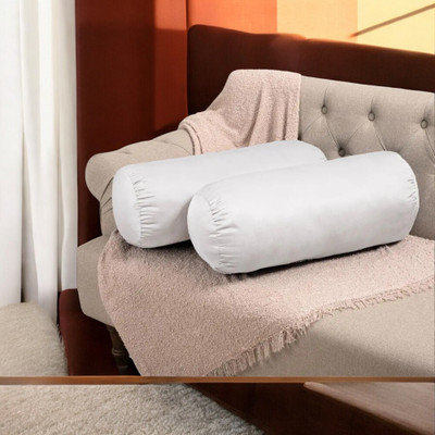 Urmila Creation Polyester Fibre Solid Bolster Pack of 2(White)