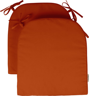 Vargottam Polyester Fibre Solid Chair Pad Pack of 2(Orange)