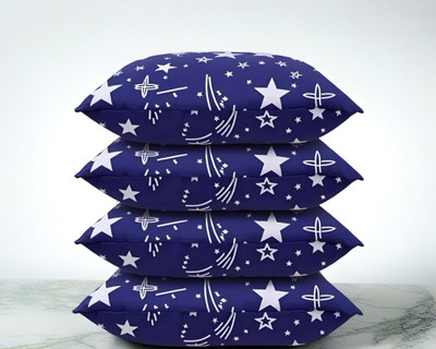Regnar Luxury Polyester Fibre Abstract Sleeping Pillow Pack of 4(Blue)