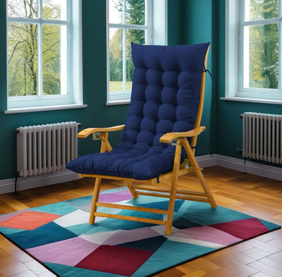 SOFT SNOOZE Microfibre Chair Pad Pack of 1 Solid Soft(Blue)