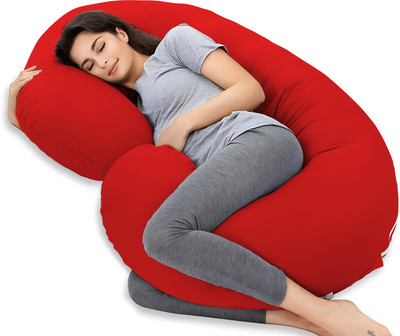 Mom's Moon Ultra Soft Comfortable C Shaped Microfibre Solid Pregnancy Pillow Pack of 1(Red)