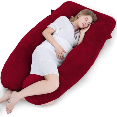 THUKRAN Polyester Fibre Solid Pregnancy Pillow Pack of 1(Maroon)