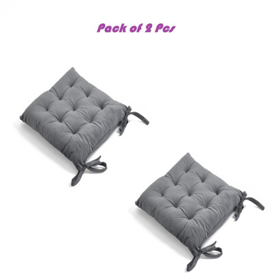 A CUBE LUXURY SOLUTIONS Polyester Fibre Solid Chair Pad Pack of 2(Grey)