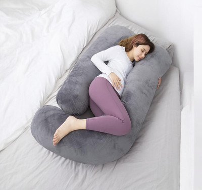 THUKRAN Polyester Fibre Solid Pregnancy Pillow Pack of 1(Grey)