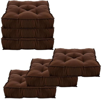 KUBER INDUSTRIES Microfiber Square Sitting Cushion for Car, office | Relax Back Chair Pad Microfibre Solid Chair Pad Pack of 6(Brown)