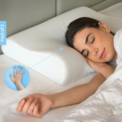 Sleepsia Cool Gel Memory Foam Pillow for Sleeping with Removable Cover - Memory Foam Solid Orthopaedic Pillow Pack of 2(White)