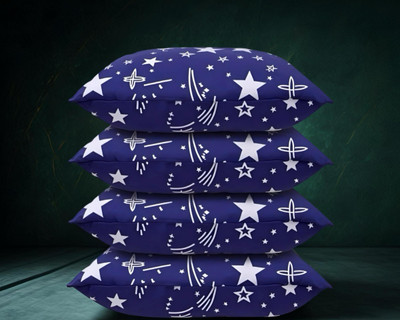Regnar Luxury Polyester Fibre Abstract Sleeping Pillow Pack of 4(Blue)