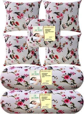 ACTOS Microfibre Bolster Pack of 7 Floral(White)