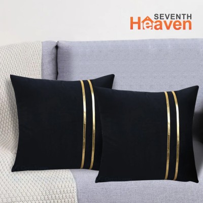 Seventh Heaven Striped Cushions Cover(Pack of 2, 41 cm*41 cm, Black)